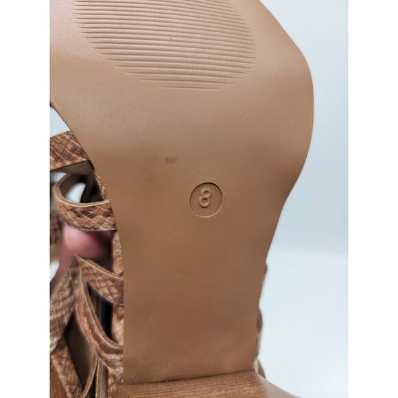 Comfort NWOT Snakeskin Print Cuban Heel Woven Pointed Toe Booties Brown Size 8 - Picture 9 of 9